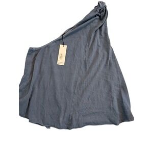 Unsubscribed 100% Cotton Blue One Shoulder Knot Detail Blouse‎ Size M